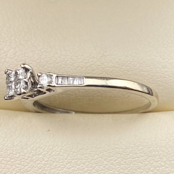 Luxury Solid 10K White Gold Genuine Diamonds Engagement Ring Set (2 Pcs.) Sz. 7 - Picture 5 of 15